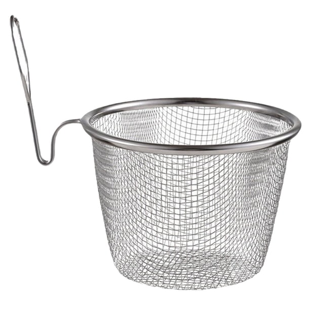 Cesta para pasta de acero inoxidable con asa, colador de pasta, espumadera, colador de fideos y albóndigas, cesta para blanquear fideos.