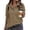 35# Khaki, variant on Womens Casual Long Sleeve Stand Neck Sweatshirt, Lightweight Button Drawstring Plus Size Pullover Tops White M