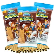 Cocoa Krispies Cereal Straws, Edible Straw Alternatives for Milk, Nostalgic Childhood Breakfast Treat, Pack of 3, 5 Count Each ES7