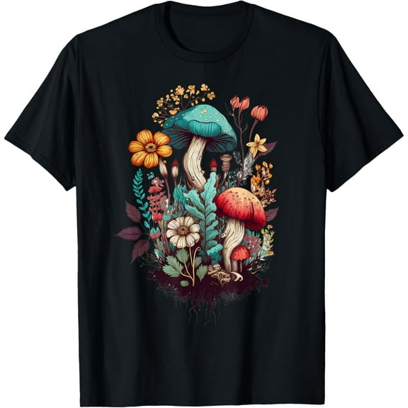 Cute Cottagecore Floral Mushroom Aesthetic Girls Graphic T-Shirt