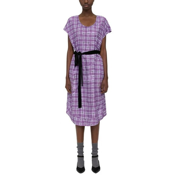 Theory womens  Wrinkle Check Midi Dress, m