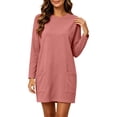 thumbnail image 3 of Long Sleeve Dresses for Women Sweatshirt Dress with Pockets - Loose Fit Casual Midi Dress for Fall & Winter, 3 of 9