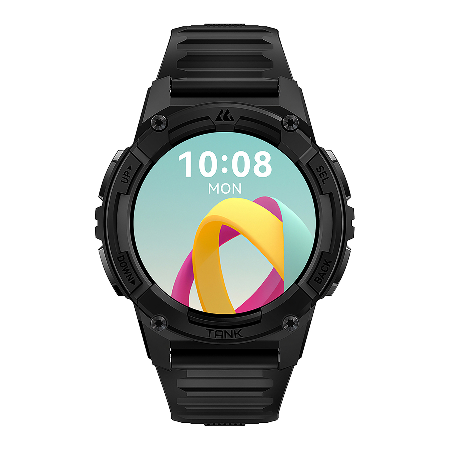 KOSPET TANK S2 1.32-In. AMOLED GPS Smartwatch with Silicone Band (Strawflower Black), P-S001-B