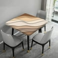 thumbnail image 4 of Square Fitted Geometric Pattern Tablecloth, Brown Beach Ombre Elastic Edge Table Covers, Splash Proof Stain Resistant Table Cover for Living Room Kitchen Patio, Fits 36 x 36 Inch Table, 4 of 6