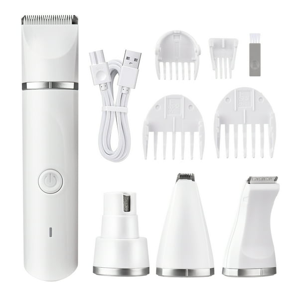 4-in-1 Multi-functional Electric Dog Clippers for Grooming Cordless Dog Shaver Clippers Trimmers Low Noise Pet Grooming Tools Built-in Battery with 4 Detachable Heads & 4 Guide Combs for Sma