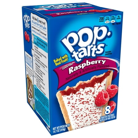 (4 Pack) Kellogg's Pop-Tarts Breakfast Toaster Pastries, Frosted Raspberry Flavored, 14.7 oz 8