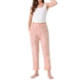 thumbnail image 2 of Womens Cotton Plaid Pajama Bottoms Elastic Waist with Pocket Long Sleepwear Lounge Pants S Pink, 2 of 6