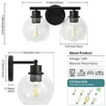 thumbnail image 2 of Deyidn 2 Light BlackBathroom Vanity Light with Globe Glass Shade Modern Bathroom Wall E26 Bulb, 2 of 6