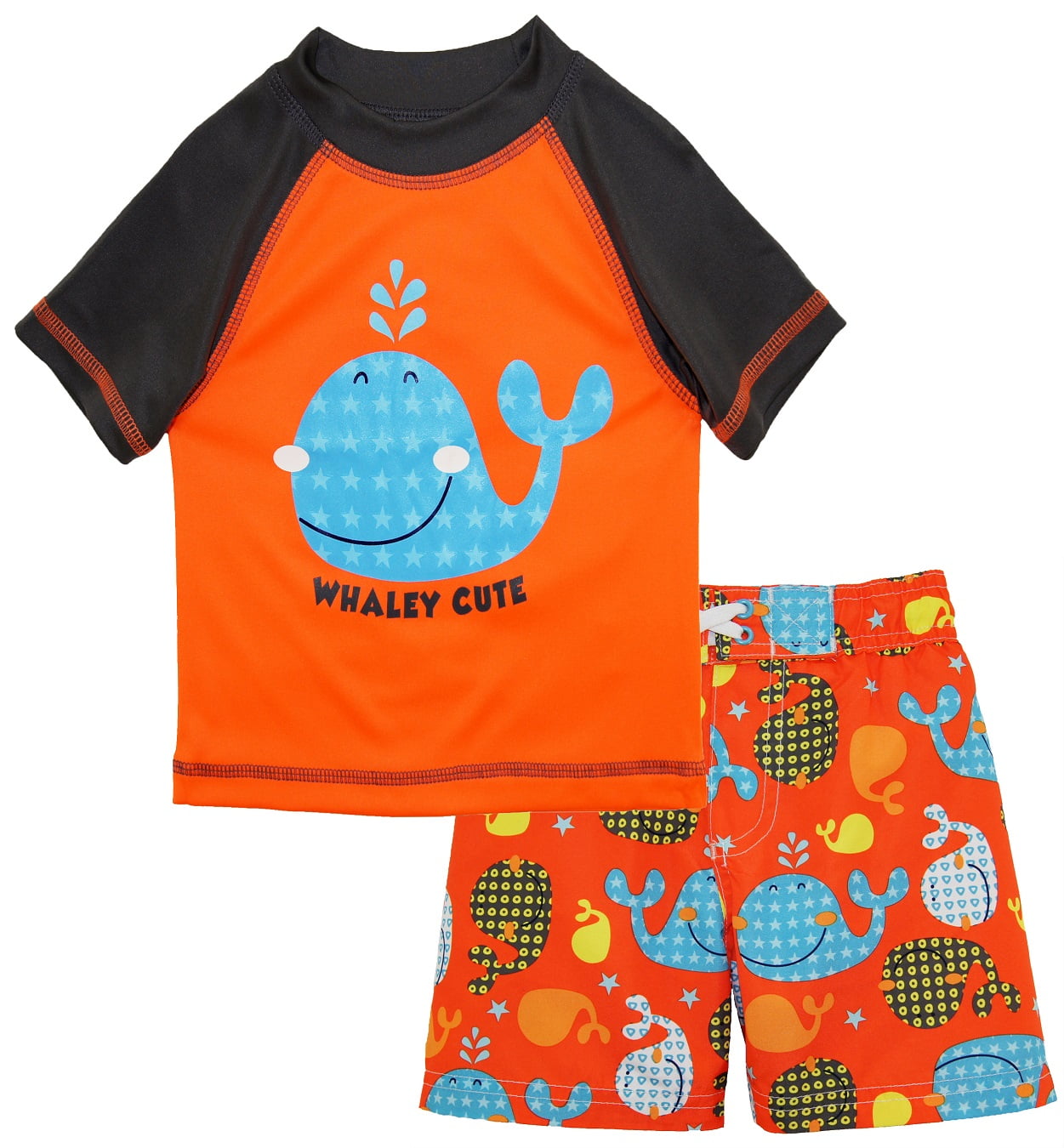 iXtreme Baby Boys Swimwear Cute Whale Short Sleeve Top Board Shorts Swim Trunk Rashguard Set by iXtreme