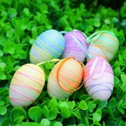 6Pcs Decorative Hanging Easter Eggs Foam Easter Egg Ornaments for DIY Crafts Home Decorations