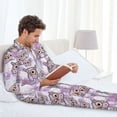 thumbnail image 5 of Bingfone Men's Pajama Set 2 Piece Loungewear PJs, Long Sleeve with Pajama Pants-Owl And Floral, 5 of 7