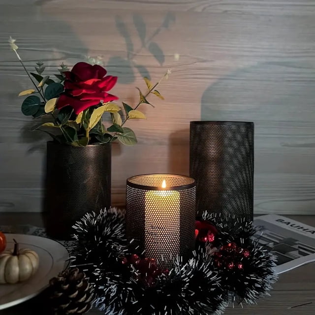 1pcs Decorative Hurricane Candle Holder Set - Retro/Elegant Lantern Style Table Center Decoration for Wedding/Party/Home