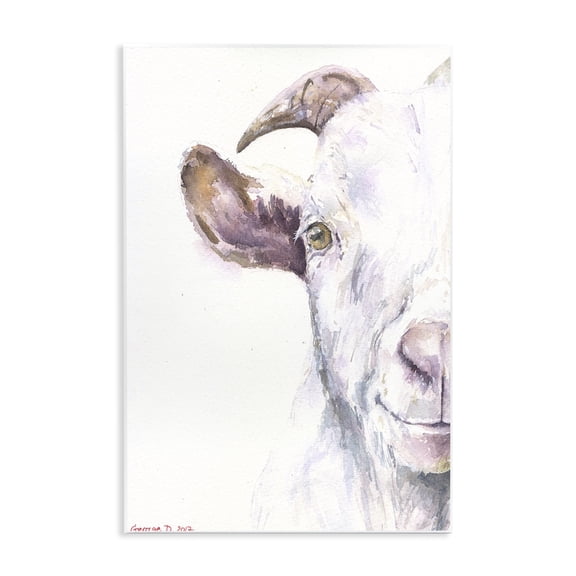 Stupell Industries Rustic Lodge Large Goat Head Animal Watercolor Wall Plaque Art, 10 x 15, by George Dyachenko