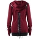 thumbnail image 3 of Sudadera con capucha para mujer, bolsillos empalmados, manga larga, vendaje en la espalda, con cordones, cremallera, sudaderas con capucha, abrigo Fridja  po159, 3 of 6