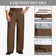 thumbnail image 4 of FEDTOSING Mens Fleece Lined Dress Pants Old Money Baggy Wide Leg Pleated Warm Heavyweight Trousers, 4 of 7