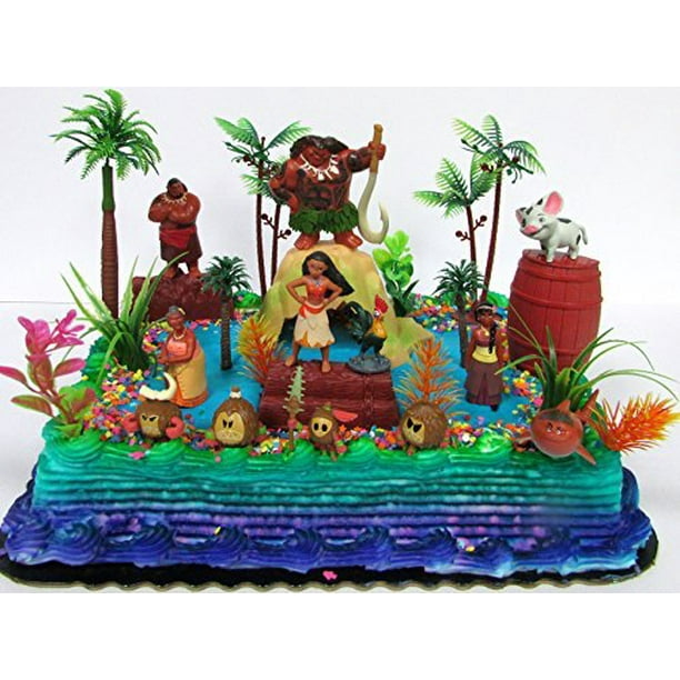 Moana Birthday Cake Topper Set Featuring Various Characters And Decorative Themed Accessories Walmart Com