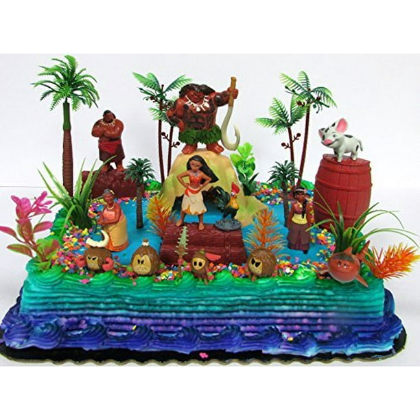 Moana Birthday Cake Topper Set Featuring Various Characters And Decorative Themed Accessories Walmart Com Walmart Com