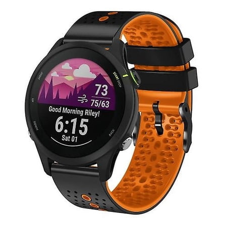 For Garmin Forerunner 255 Music 22mm Perforated Two-color Silicone Watch Band