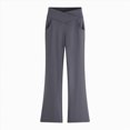 thumbnail image 4 of UAYOTSE Girls Cross Waist Flare Pants V Front High Rise Side Pockets Kids Back to School Stretch Trousers Fall,Sizes 7-8 Years, 4 of 9