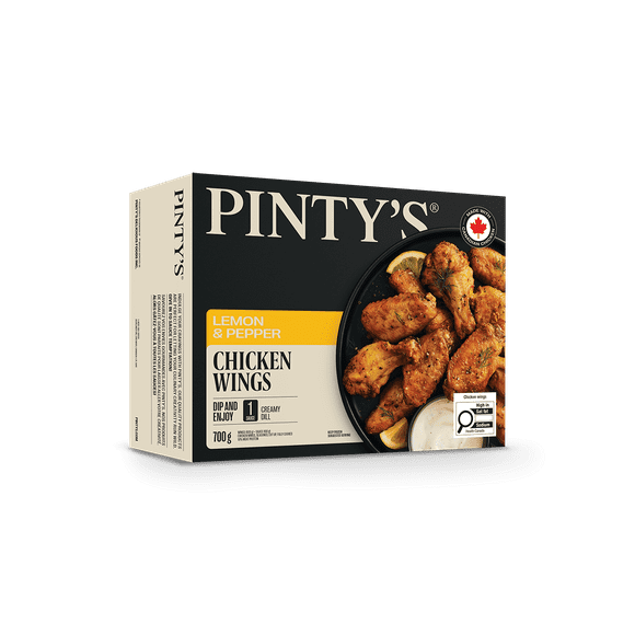 Pintys Lemon & pepper chicken wings, seasoned, cut-up, fully cooked, Pintys Lemon & pepper chicken wings