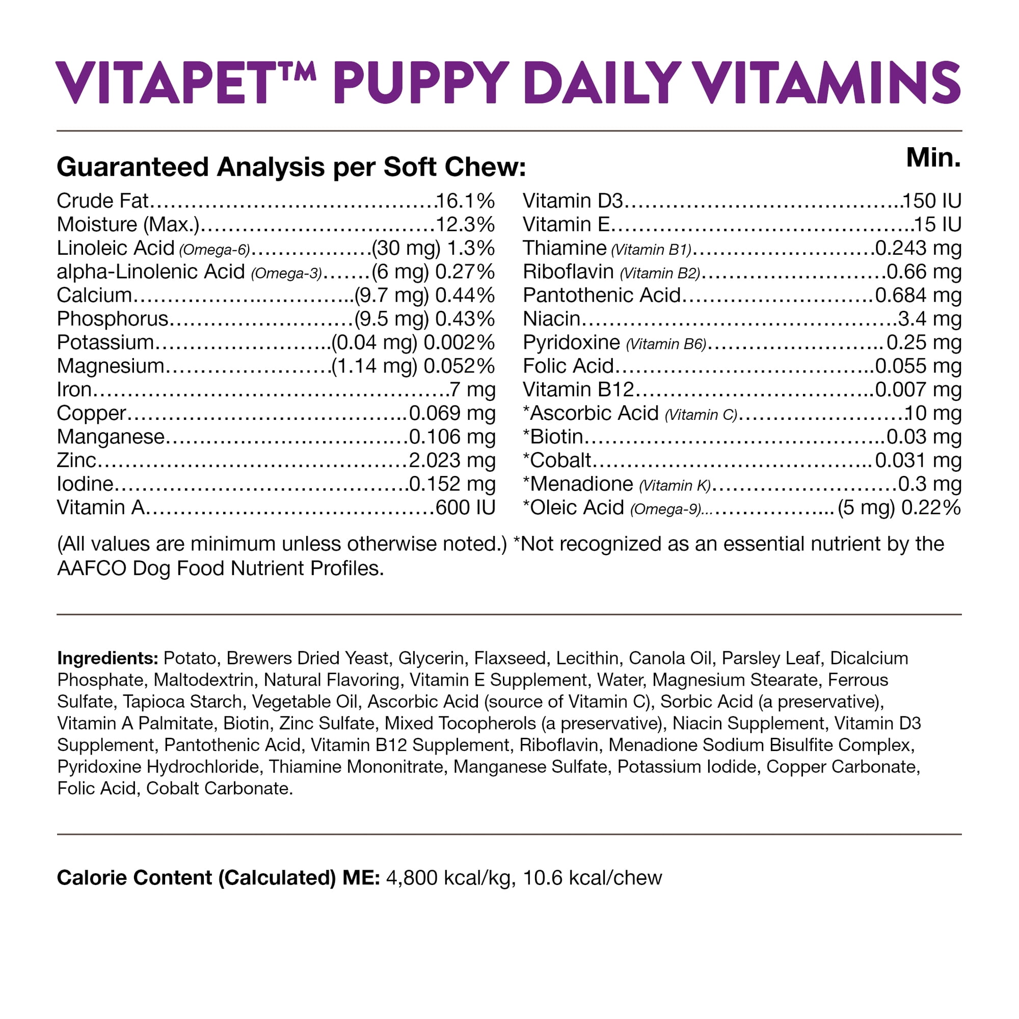 NaturVet – VitaPet Puppy Daily Vitamins for Dogs – Plus Breath Aid – Specifically Formulated to Provide Puppies with Essential Vitamins, Minerals, Amino Acids & Fatty Acids – 70ct Soft Chew