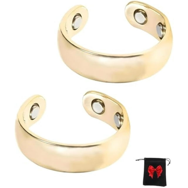 Original Magnetic Wellness Ring for Women/Men, Adjustable Open Stainless Steel Rings with 4 Strong Magnets, Lightweight, Water-Resistant