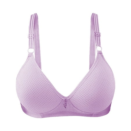 Hontri Bras for Women Bras for Women Sexy Push up Wireless Solid Color Underwear Adjustable Breathable Comfort Support Anti Drop Bra ( 1Pc Bra Clearance Sales ) Purple