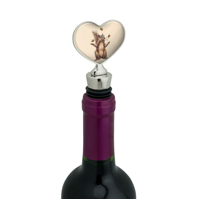 Squirrel Juggling His Nuts Crazy Funny Heart Love Wine Bottle Stopper