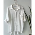 thumbnail image 2 of Women's Cotton Two Piece Button Down Long Sleeve Shirt Blouse and Shorts Set, 2 of 5