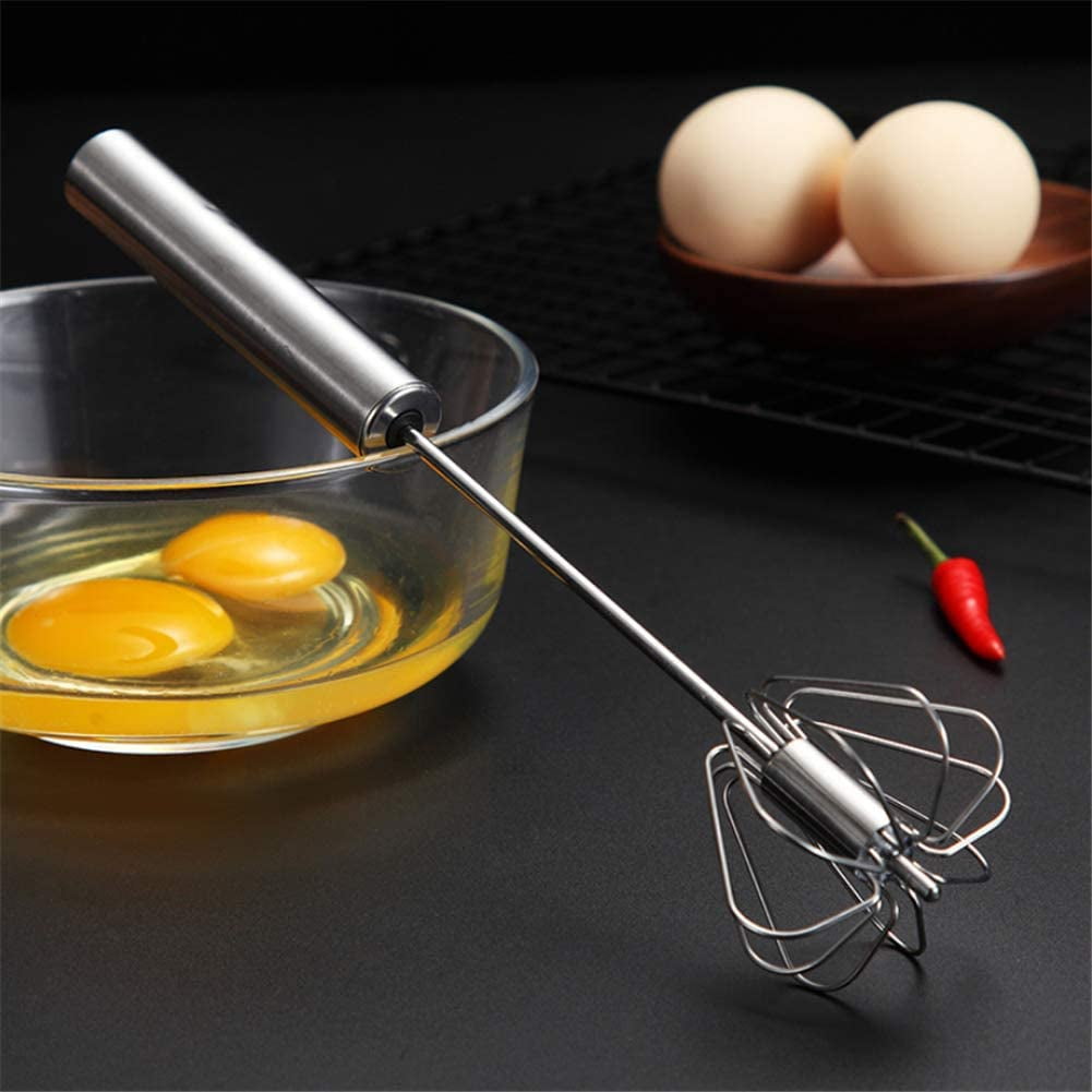 Tihokile Stainless Steel Semi-Automatic Handhold Push-Type Egg Beater Egg Whisk 1 in Pack Non-Electric Household Silent Blender for Home Kitchen