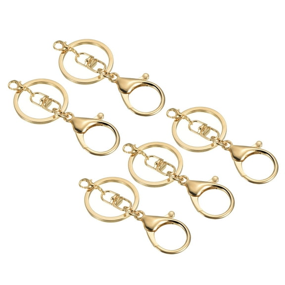 Uxcell Key Chain Rings Lobster Claw Clasps Keyring for DIY, Gold 5 Pack