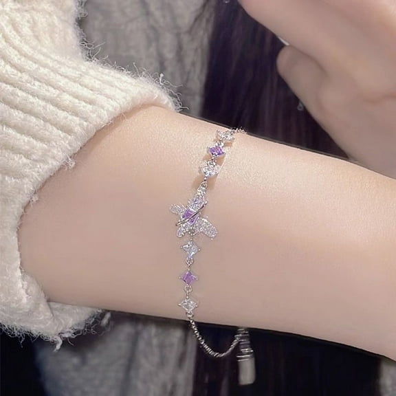 Exquisite Purple Zircon and Butterfly Bracelet: A Symbol of Grace and Glamour