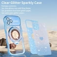 thumbnail image 3 of Dteck for iPhone 14 Pro Case with Camera Lens Protector, Love Heart with Rotating Ring Holder Stand Sparkly Phone Case for iPhone 14 Pro,Blue, 3 of 6