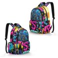 thumbnail image 2 of Whosucclay Graffiti Tractor Print Student Bookbag for Girls Boys, Lightweight Schoolbag High School College Middle School with Multiple Storage Pockets Zipper Pocket, 2 of 8