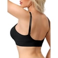 thumbnail image 3 of INSPIRE CHIC Women's Maternity Full Coverage Adjustable Buckled Straps Postpartum Nursing Bra V-Neck Wireless Bralettes S Black, 3 of 4