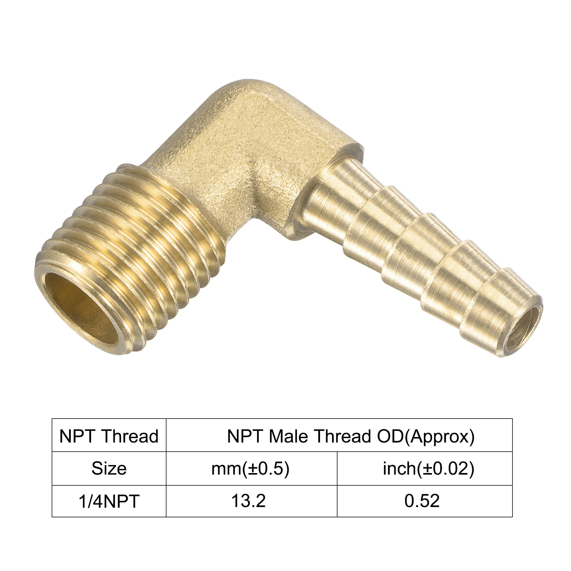 Hose Barb ID 1/4" Brass Barbed Male Elbow Fittings Male Pipe Size 1/4" NPT 