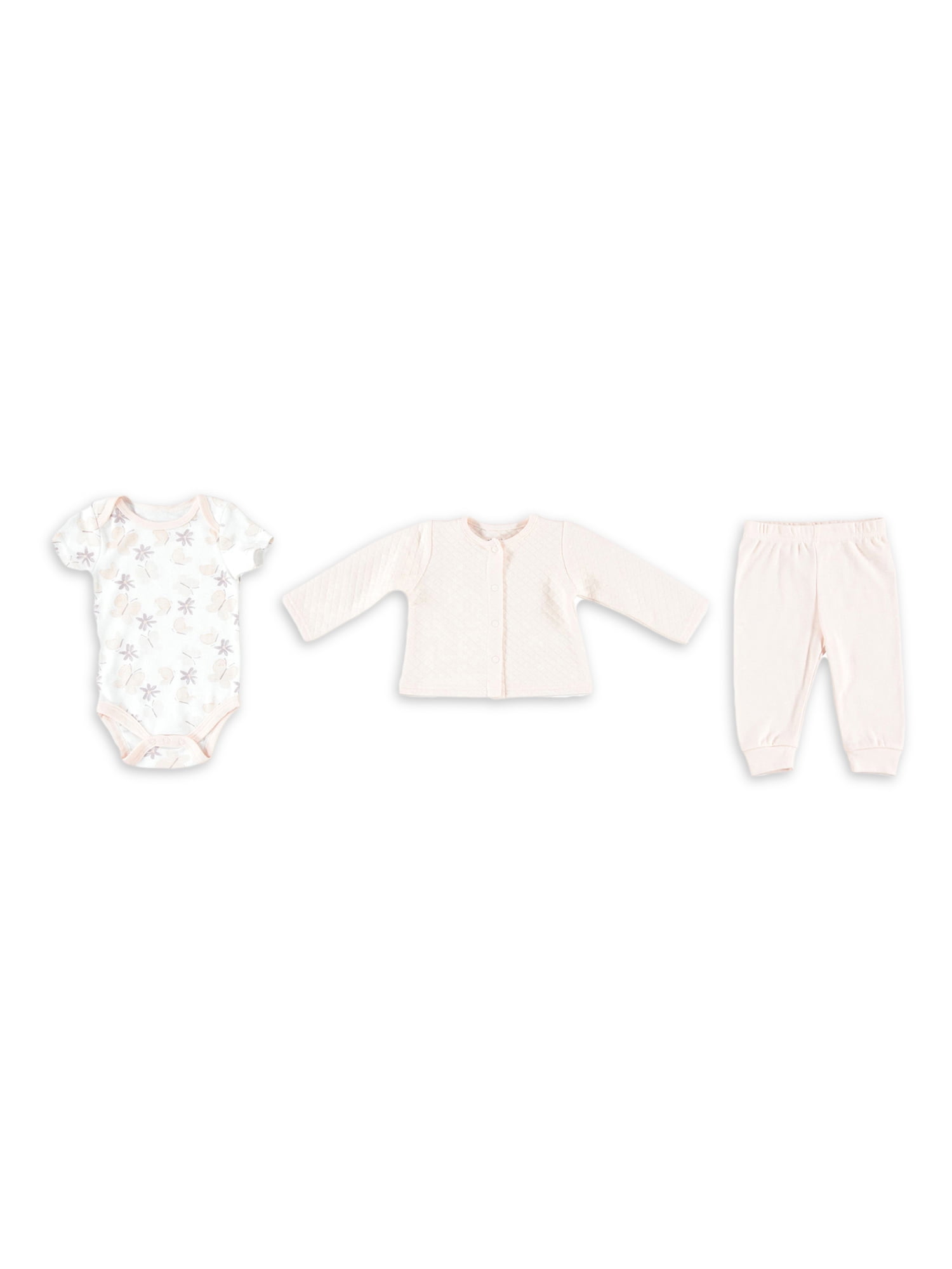 Chick Pea Baby Girl 3 PC Quilted Cardigan Set, Sizes Newborn-9 Months