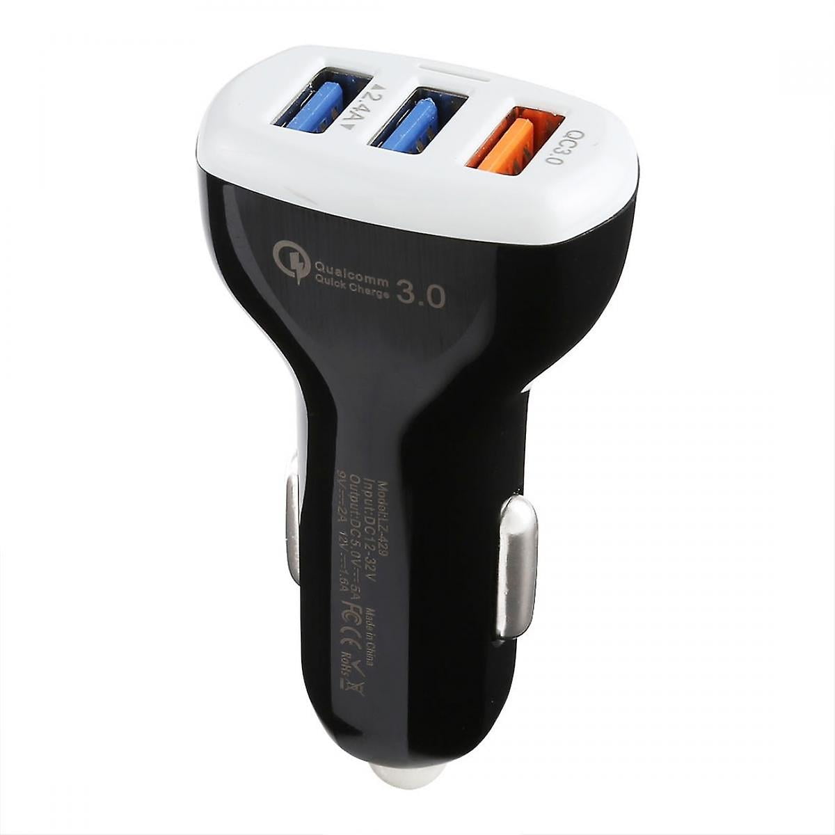 compatible 3 Port Car Charger USB Adapter, 12V Fast Car Charger USB Adapter QC3.0 2.4A Three USB Ports Smart Quick Car Charger_Perfect Gift