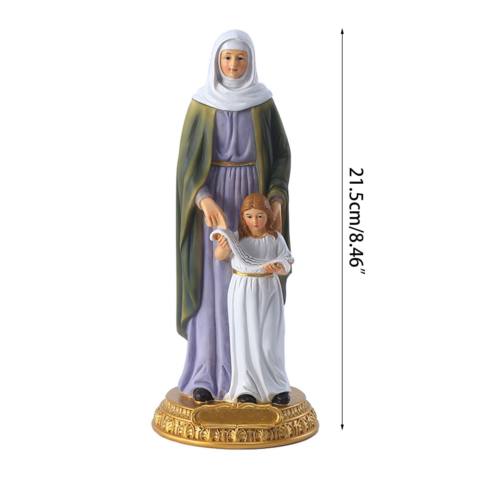 Oasiva Virgin Mary with Saint Anne Blessed Catholic Sculpture Resin Christian Statue for Home Living Room Garden Church Decoration Religious Gift