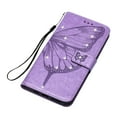 thumbnail image 4 of Allytech For Samsung Galaxy A53 5G Flip Wallet Case,Stylish Diamond Embossed Butterfly PU Leather Shockproof Soft TPU Holder Cover with Hand Strap.For Samsung Galaxy A53 5G,Lightpurple, 4 of 6