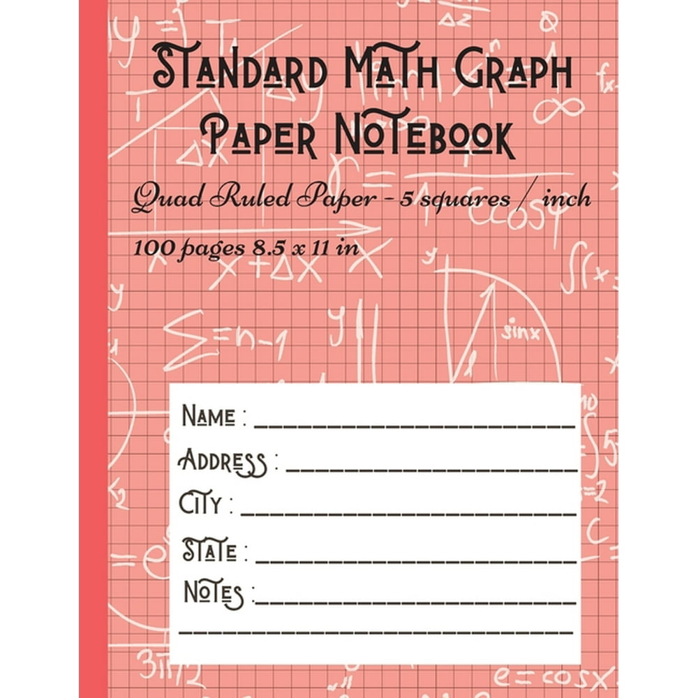 Standard Math Graph Paper Notebook Quad Ruled Paper 5 squares / inch 5x5 Composition