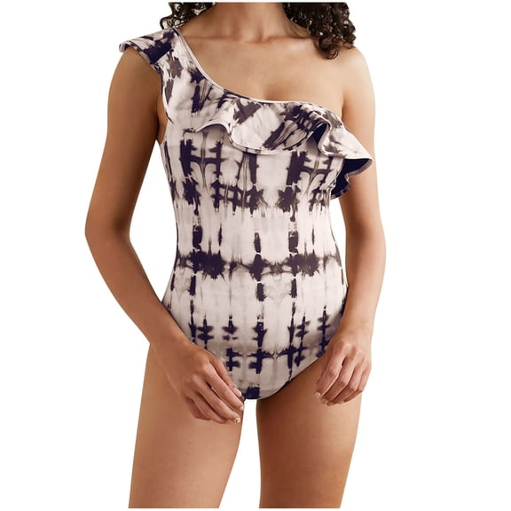 Utoimkio One Piece Bathing Suits for Women Full Coverage Women's d Contrast Color Camisole Shoulder Backless Bikini One Piece Swimsuit