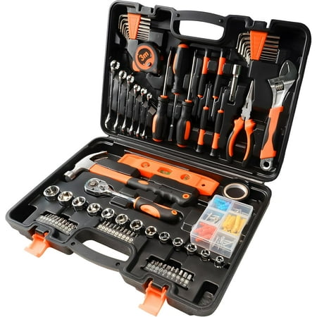 General Household Hand Tool Kit Portable Complete Repair Tool Set for Homeowner Men Basic Tool Box with Case for Home Car Dorm