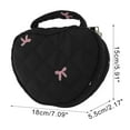 thumbnail image 2 of Unique Bargains Heart-shaped Embroidered Bow Makeup Bag for Travel Black Polyester, 2 of 6