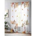 thumbnail image 4 of Thanksgiving White Pumpkin Sheer Curtains 84 inches Long, Fall Harvest Maple Leaf Rustic Light Filtering Sheer Window Curtains Rod Pocket Voile Drapes for Bedroom Living Room, 52"W x 84"L 2 Panels, 4 of 7