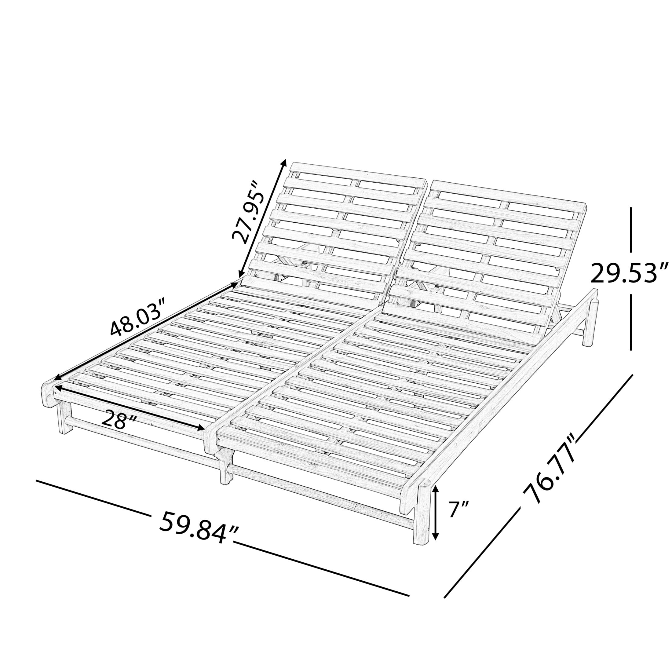 Christopher Knight Home Outdoor Double Chaise Lounge Frame with 3-Position Adjustable Backrest, Light Teak