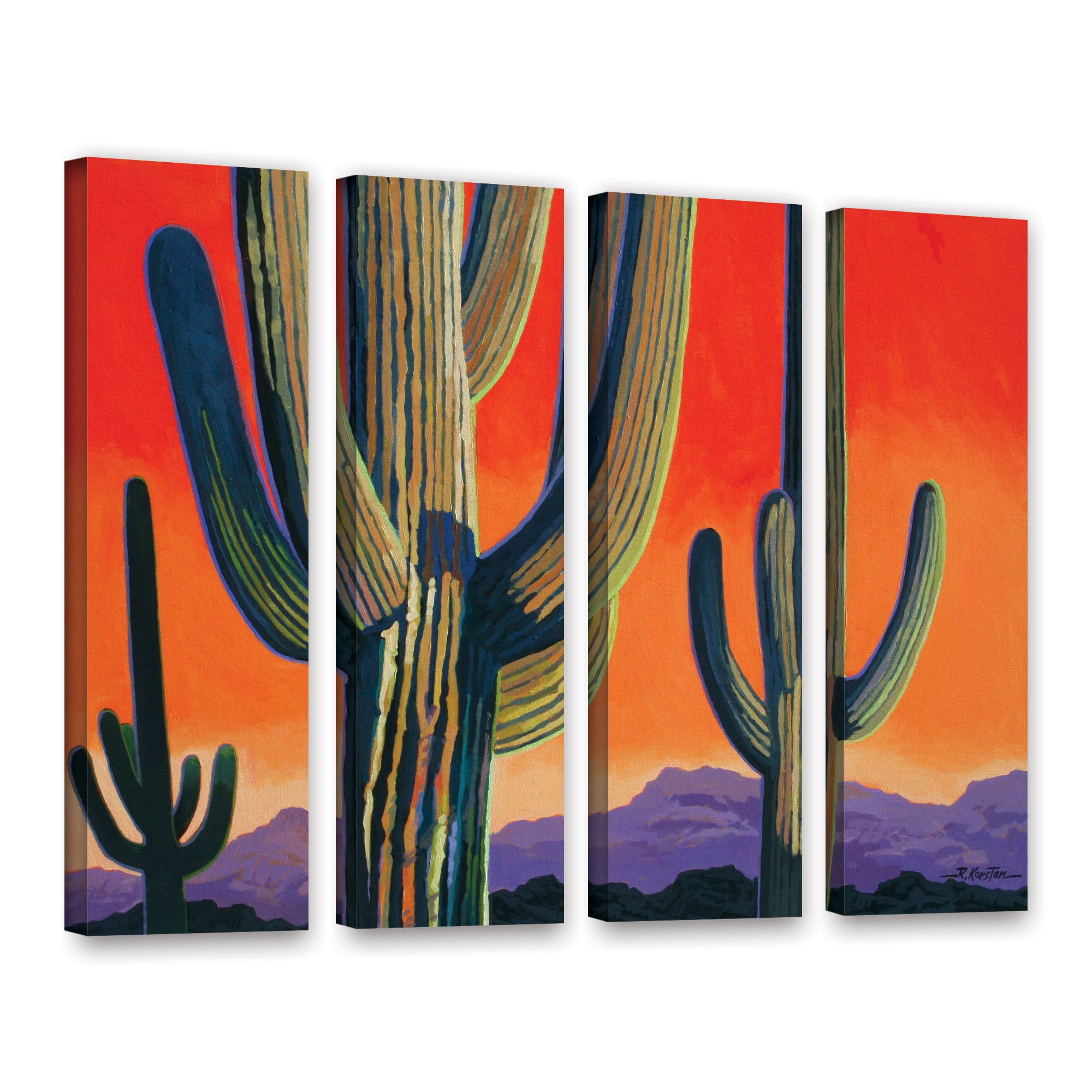 ArtWall Rick Kersten "Saguaro Dawn" 4-Piece Gallery-wrapped Canvas Set