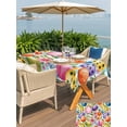 thumbnail image 4 of Easter Colorful Eggs Outdoor Tablecloth - 60x84 Inch Rectangle Dining Table Cover, Spring Floral Polka Dot Blue Striped Waterproof Outdoor Table Cloth with Umbrella Hole & Zipper for Picnic/Patio, 4 of 7