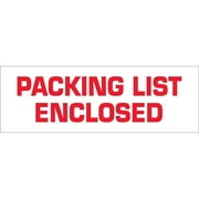 Tape Logic Packing List Enclosed Preprinted Carton Sealing Tape, 3" Core, 2" x 55 Yd., Red/White, Case Of 36