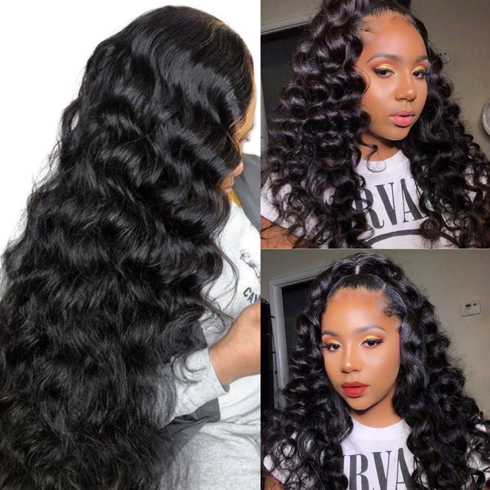 ODOMY 64cm Long Wavy Wigs Loose Deep Wave Brazilian Remy Human Hair Wigs  High Density for Black Women 